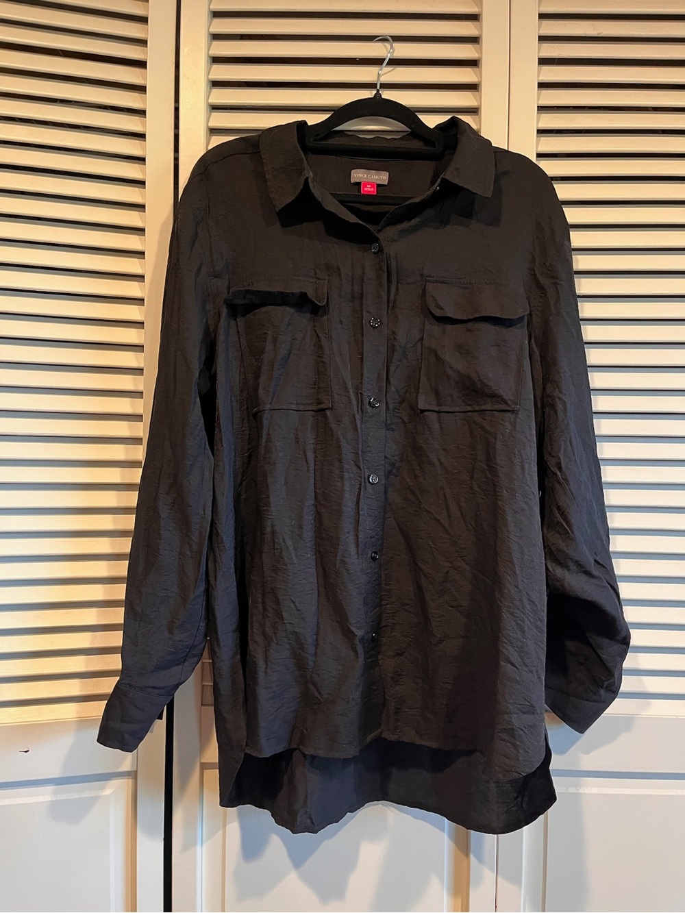 Vince Camuto Black Lightweight Button-Up Shirt Jacket